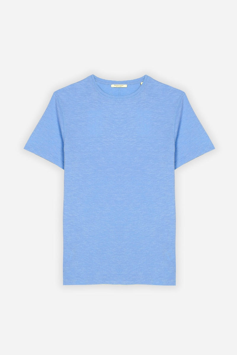 T-SHIRT OVERLOCK COTONE FIAMMATO CELESTE