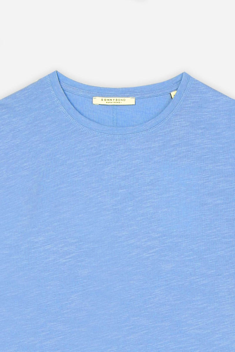 T-SHIRT OVERLOCK COTONE FIAMMATO CELESTE