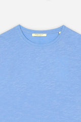 T-SHIRT OVERLOCK COTONE FIAMMATO CELESTE