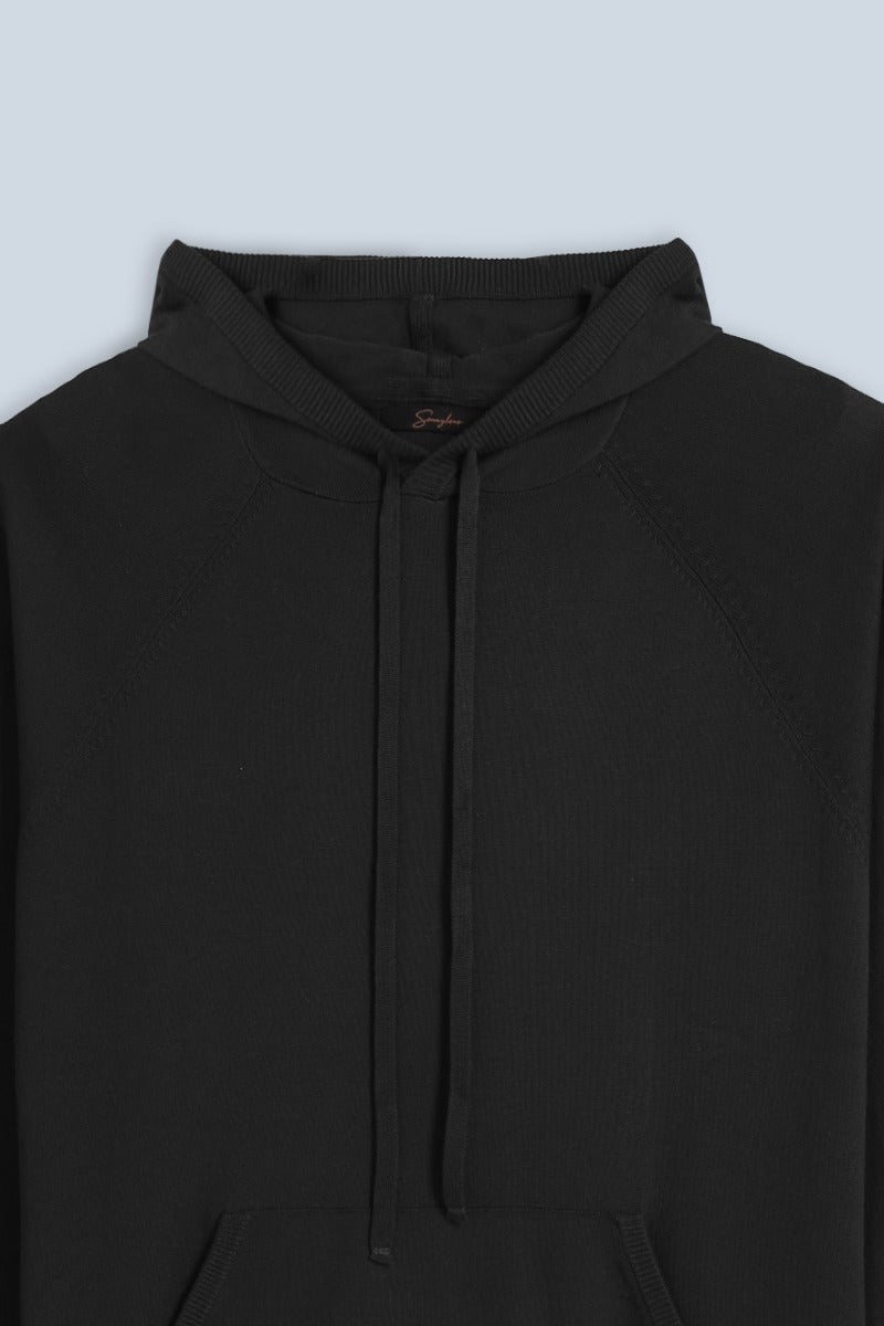 MAGLIA CON CAPPUCCIO MODELLO FELPA NERO