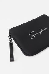 POCHETTE GRANDE (32cmx24cm) TESSUTO SCUBA CON STAMPA NERO