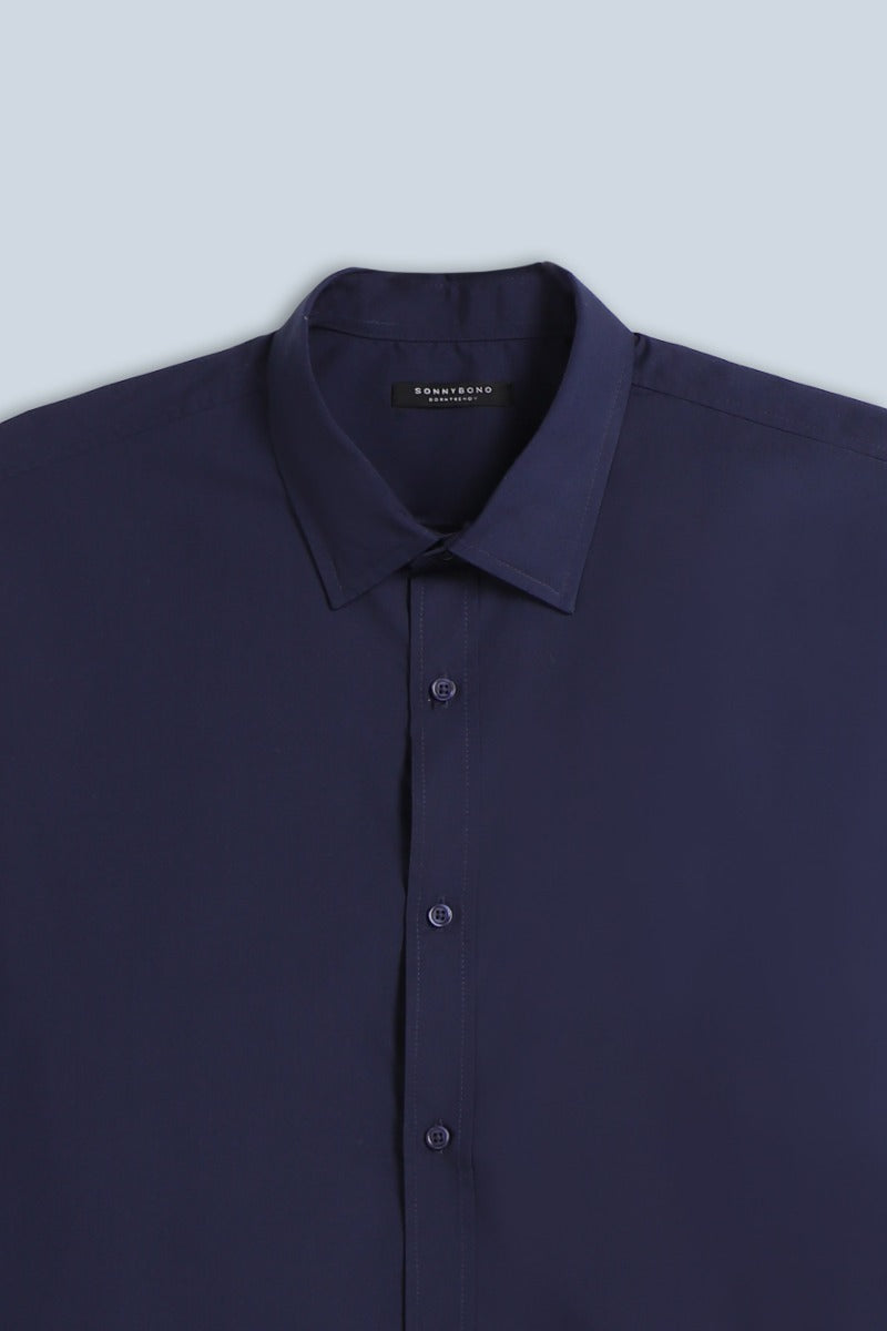 CAMICIA BASIC IN POPELINE BLEU