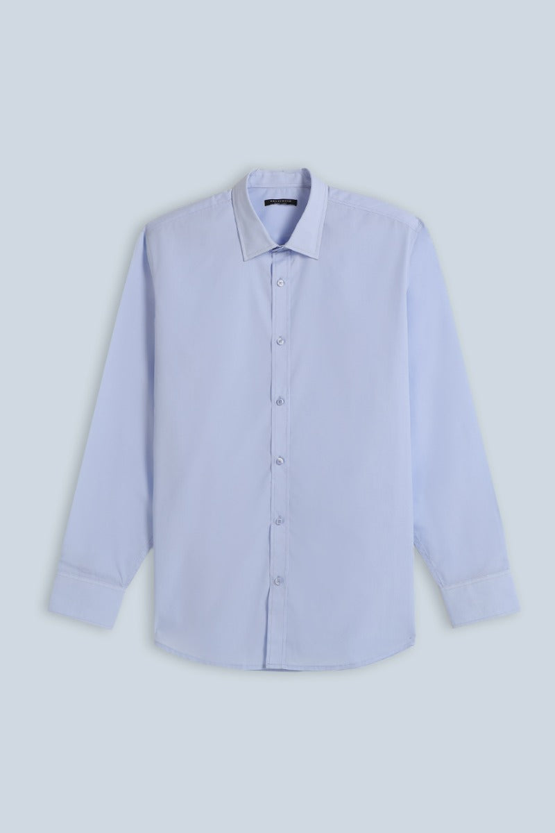 CAMICIA BASIC IN POPELINE CELESTE