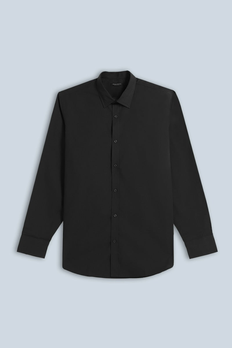 CAMICIA BASIC IN POPELINE NERO