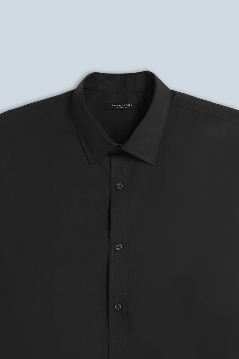 CAMICIA BASIC IN POPELINE NERO