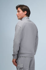 FELPA CON ZIP E MARSUPIO INTERLOCK GRIGIO