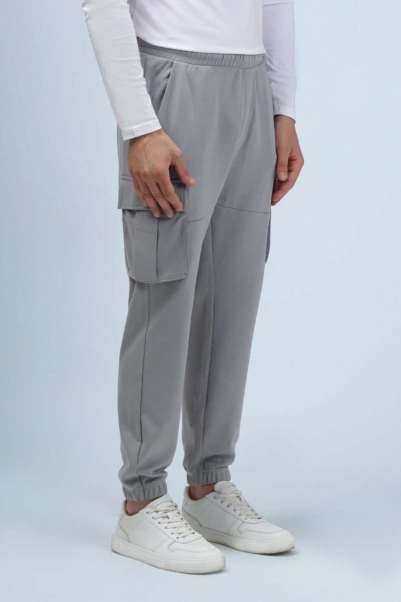 PANTALONI IN FELPA CON TASCONI GRIGIO