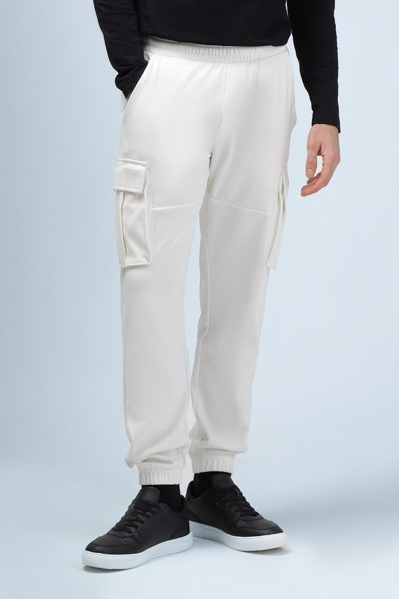 PANTALONI IN FELPA CON TASCONI PANNA