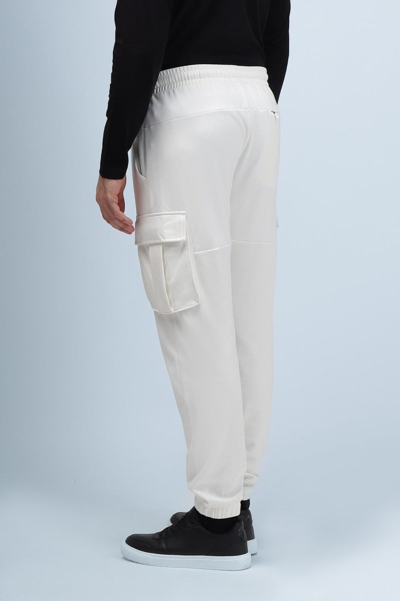 PANTALONI IN FELPA CON TASCONI PANNA