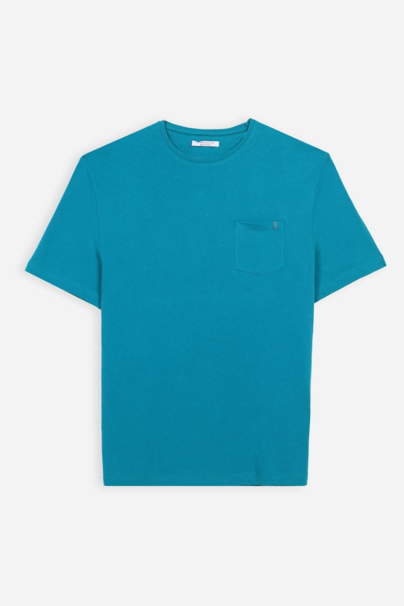 T-SHIRT GIROCOLLO CON TASCHINO VERDE SMERALDO - Sonnybono