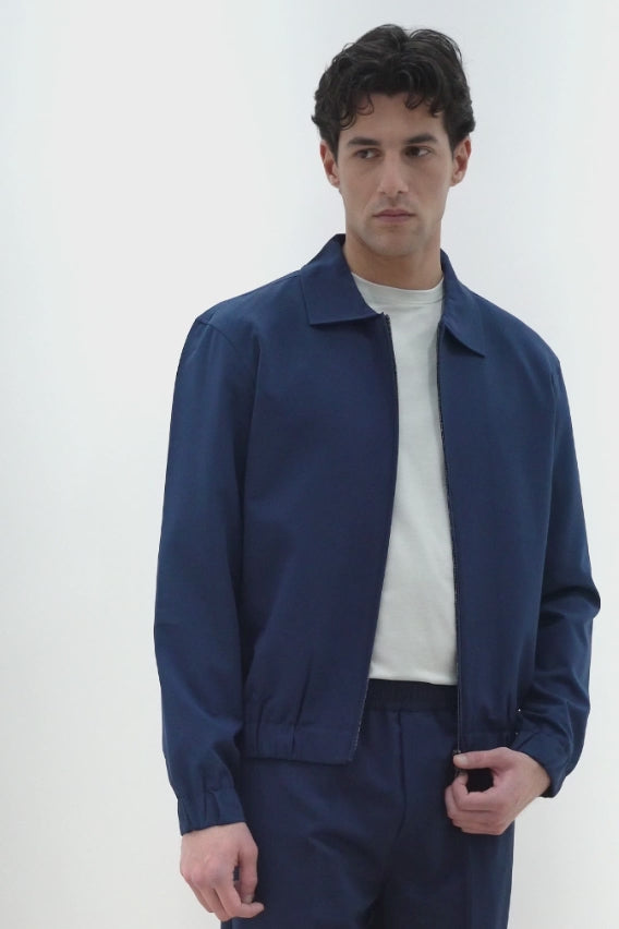 GIUBBOTTO BOMBER COLLO CAMICIA BLEU