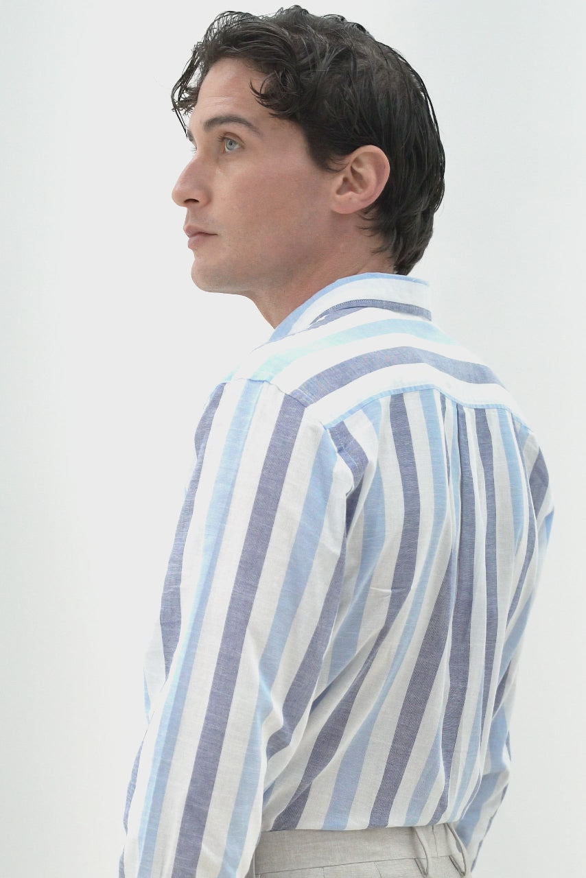 CAMICIA COTONE SLUB F AZZURRO