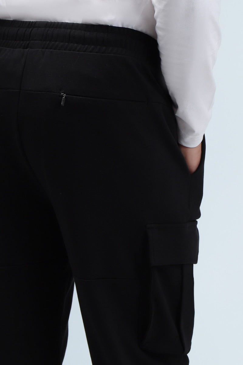 PANTALONI IN FELPA CON TASCONI NERO