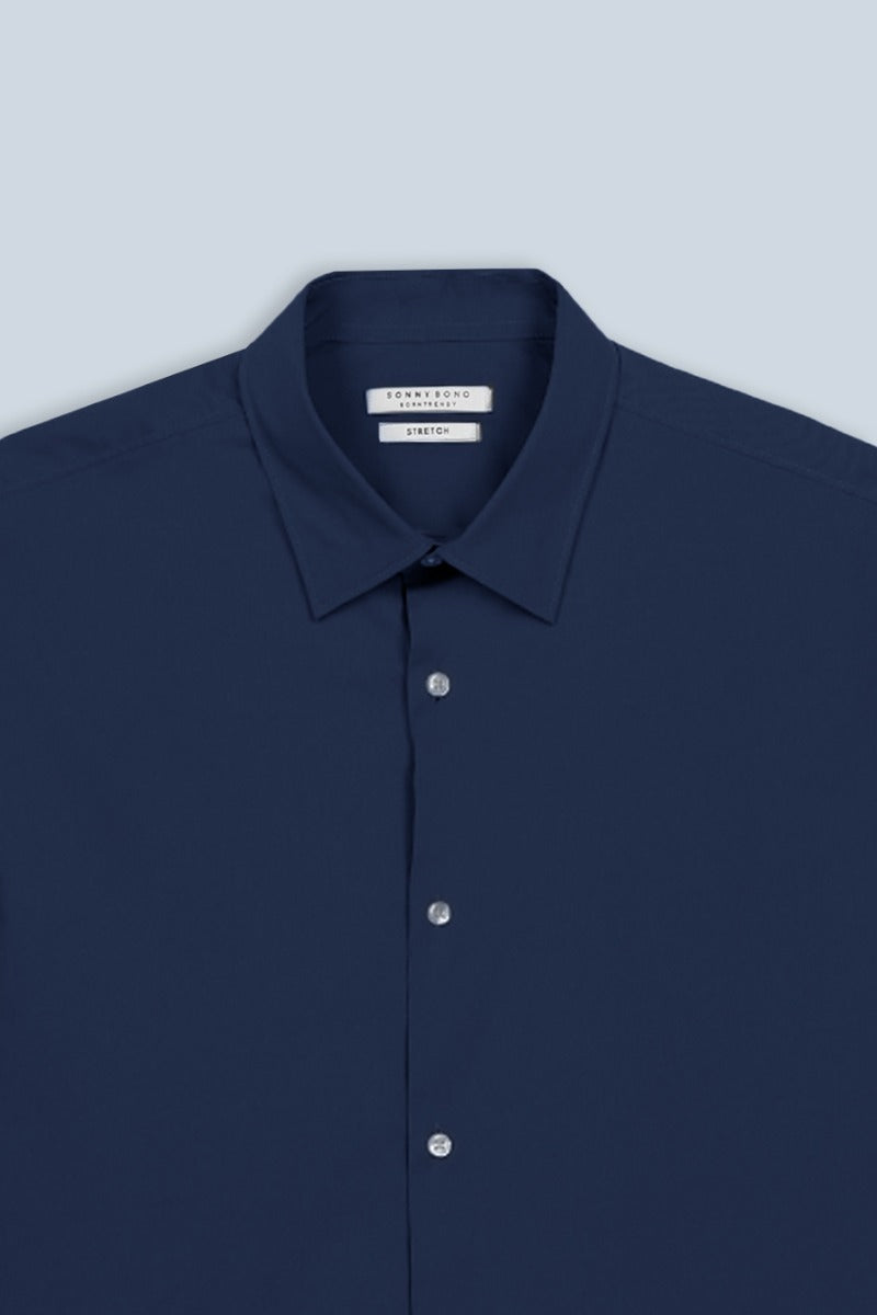 CAMICIA STRETCH BASIC BLEU