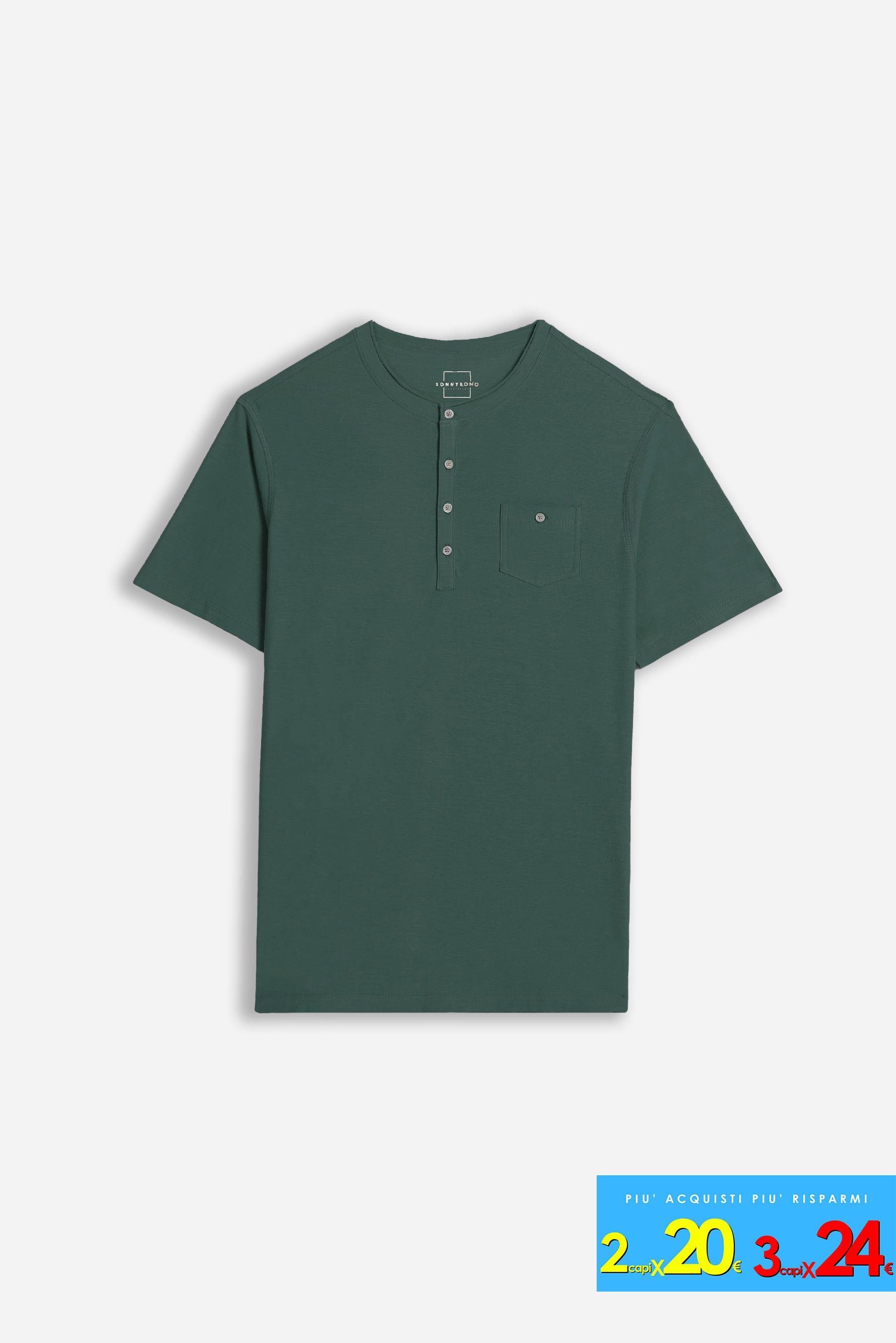 T-SHIRT SLUB SERAFINO CON TASCHINO VERDONE