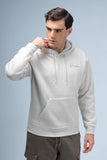 FELPA CON CAPPUCCIO E STAMPA COMFORT FIT M ECRU - Sonnybono