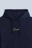 FELPA CON CAPPUCCIO E PATCH COMFORT FIT BLEU - Sonnybono