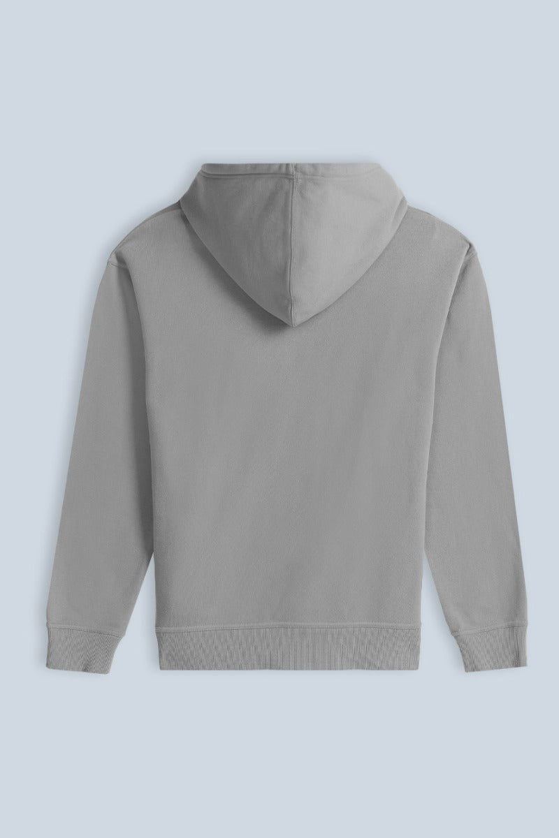 FELPA CON CAPPUCCIO E PATCH COMFORT FIT GRIGIO