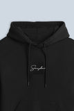 FELPA CON CAPPUCCIO E PATCH COMFORT FIT NERO - Sonnybono