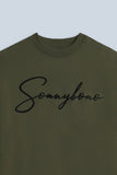 FELPA GIROCOLLO CON STAMPA 3D COMFORT FIT VERDE MILITARE - Sonnybono