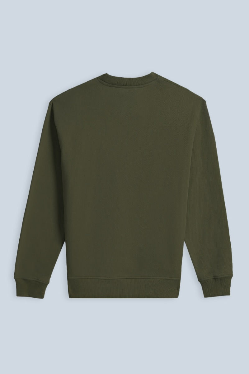 FELPA GIROCOLLO CON STAMPA 3D COMFORT FIT VERDE MILITARE