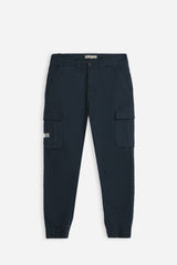 PANTALONI CHINOS TWILL CON TASCONI BLEU