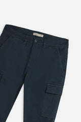 PANTALONI CHINOS TWILL CON TASCONI BLEU
