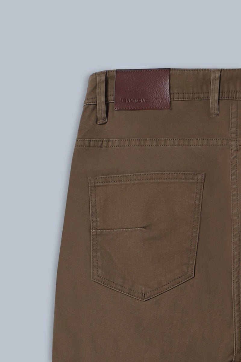 PANTALONI 5 TASCHE GABARDINA COMFORT TABACCO