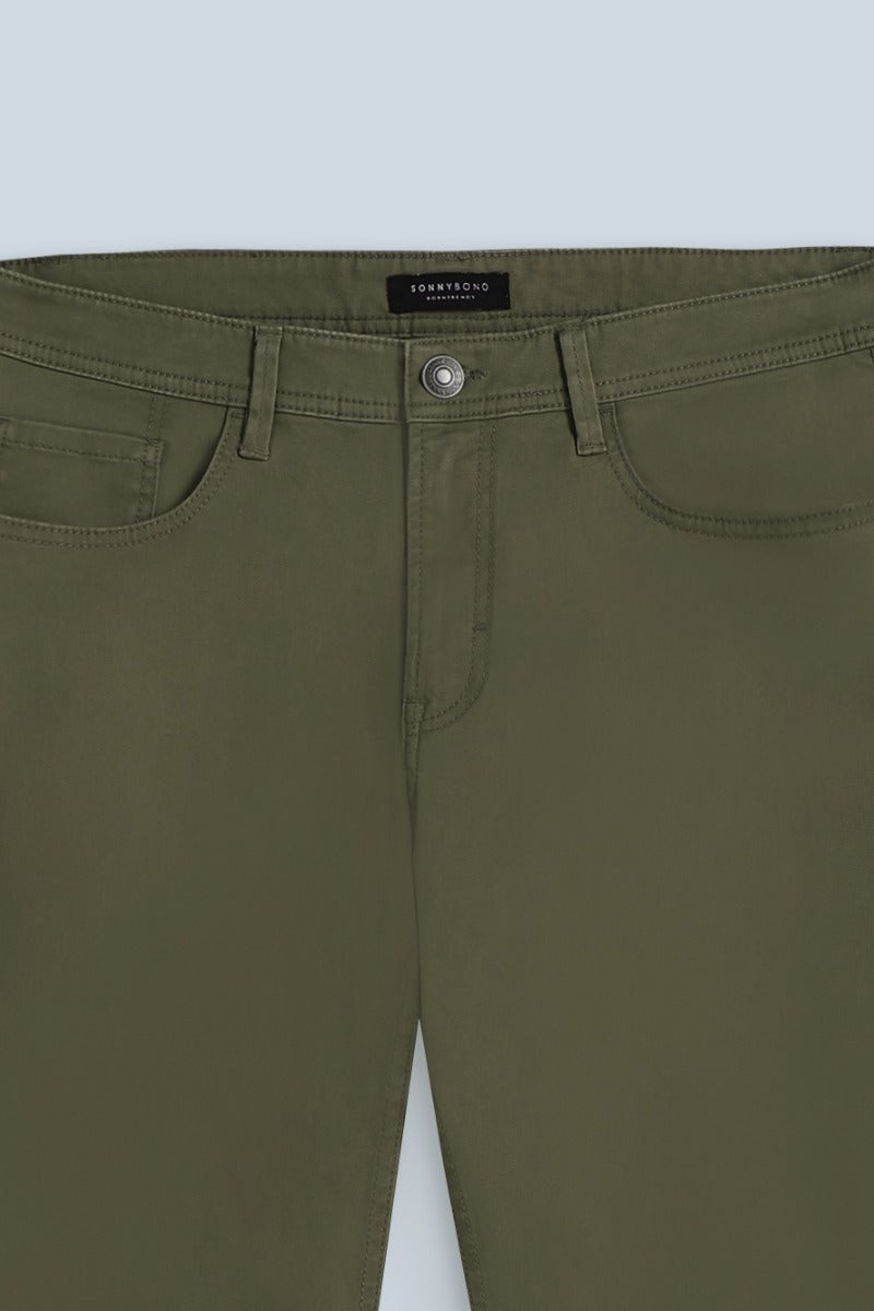 PANTALONI 5 TASCHE GABARDINA COMFORT VERDE MILITARE