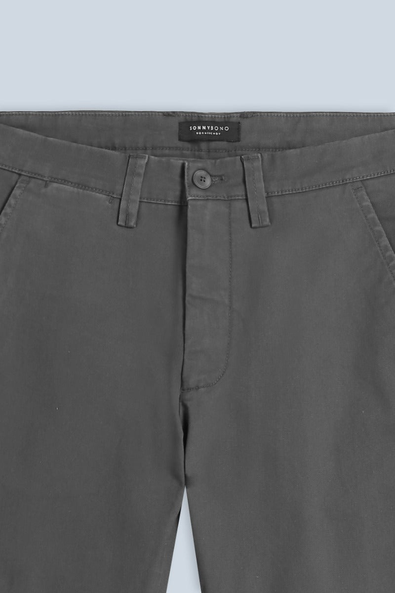 PANTALONI CHINOS COMFORT IN GABARDINA GRIGIO SCURO