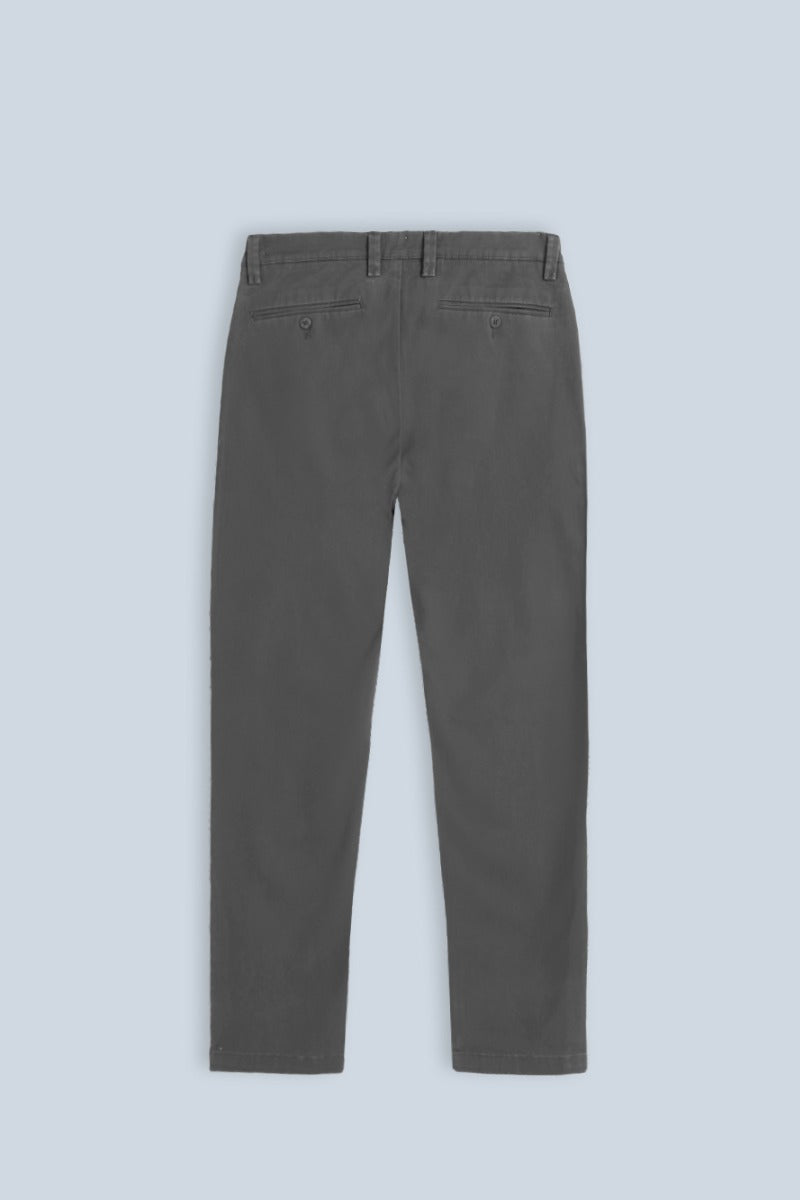 PANTALONI CHINOS COMFORT IN GABARDINA GRIGIO SCURO