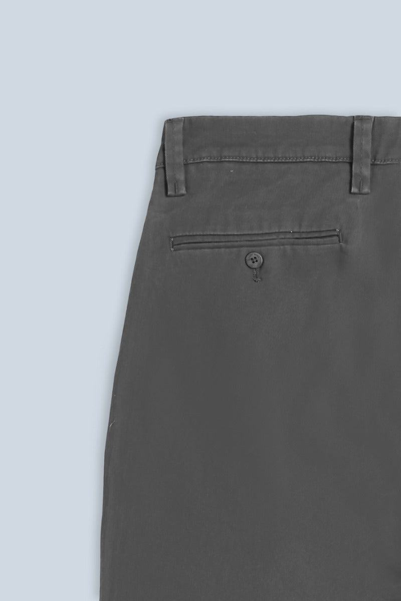 PANTALONI CHINOS COMFORT IN GABARDINA GRIGIO SCURO