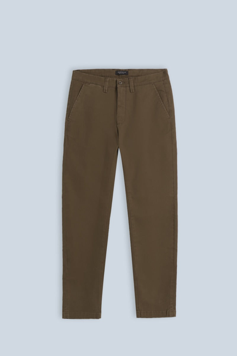 PANTALONI CHINOS COMFORT IN GABARDINA TABACCO