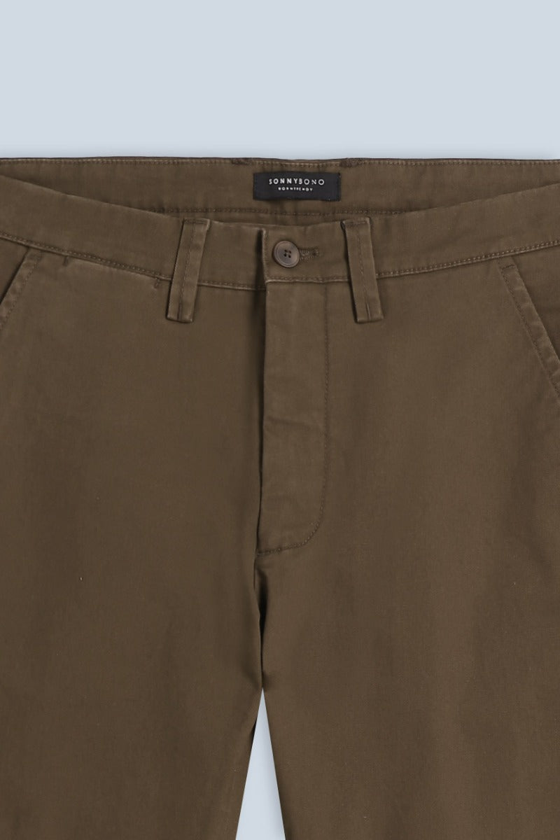 PANTALONI CHINOS COMFORT IN GABARDINA TABACCO