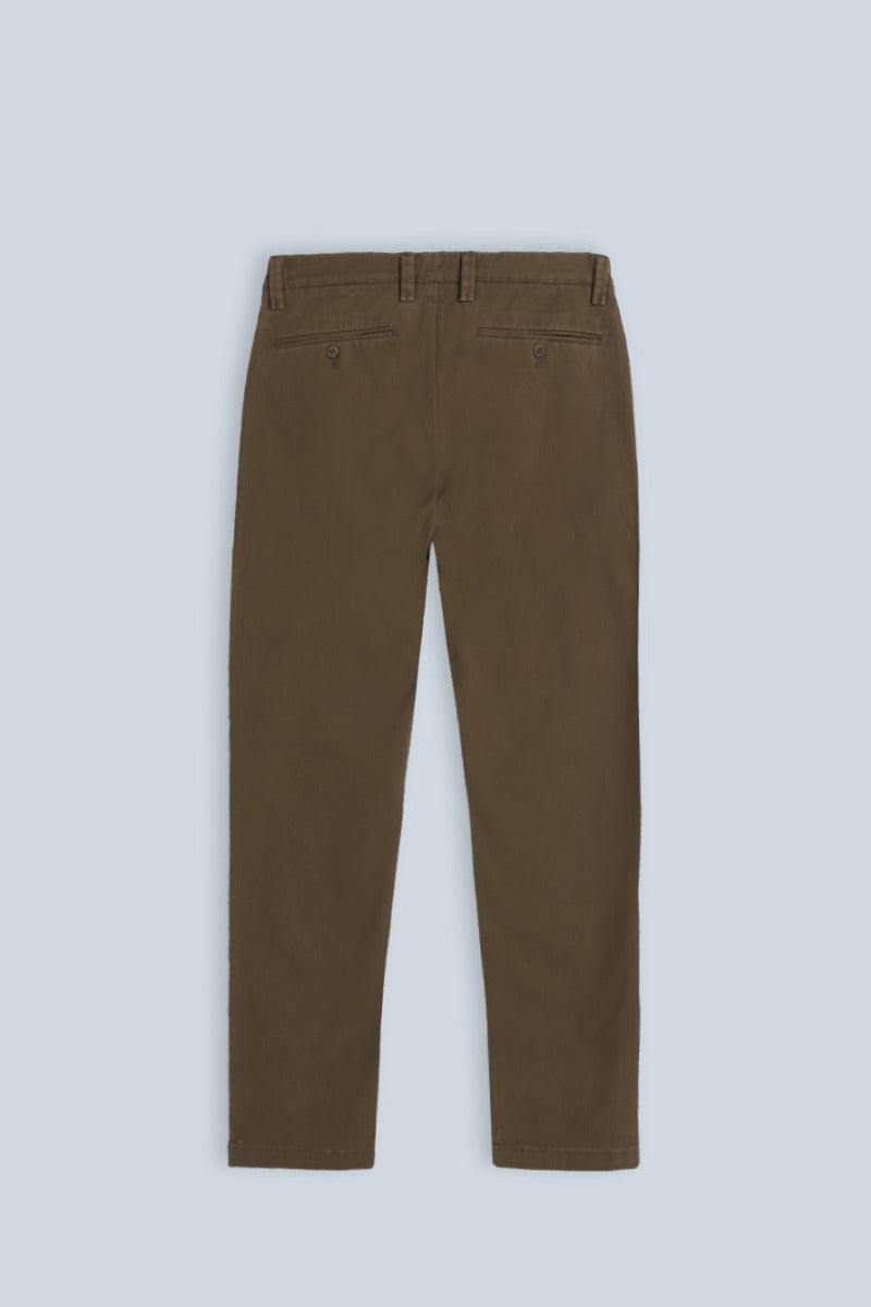 PANTALONI CHINOS COMFORT IN GABARDINA TABACCO