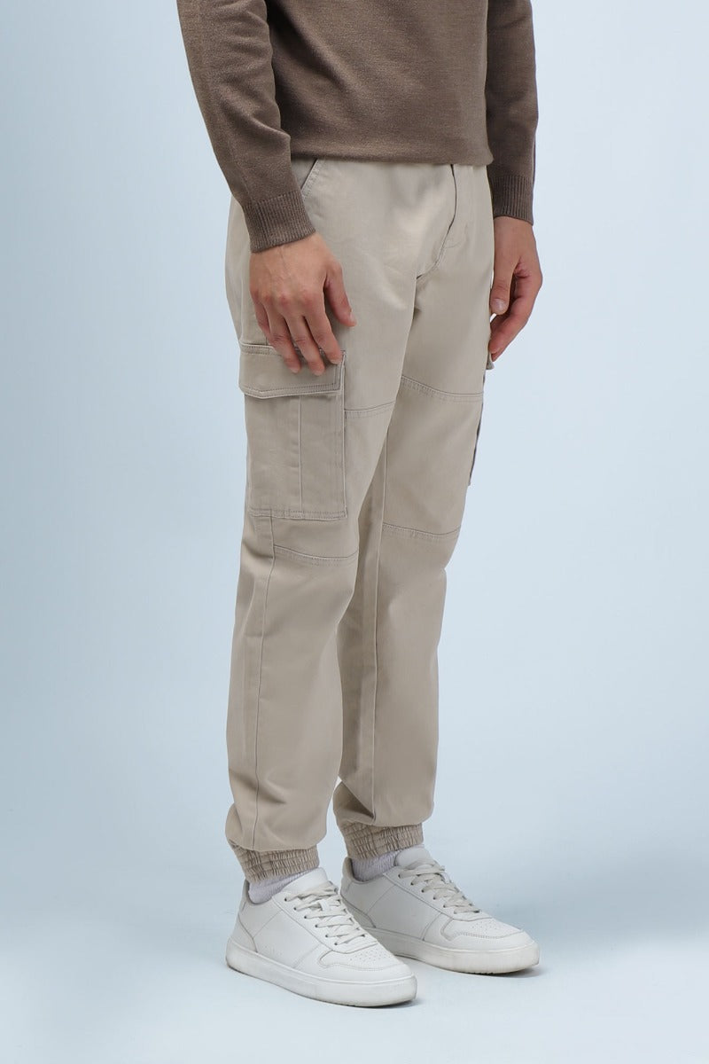 PANTALONI CARGO TASCONI ED ELASTICO AL FONDO BEIGE