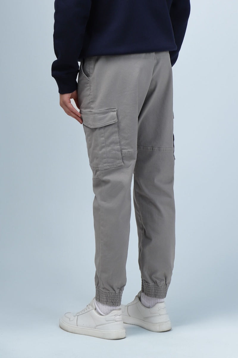 PANTALONI CARGO TASCONI ED ELASTICO AL FONDO GRIGIO MEDIO