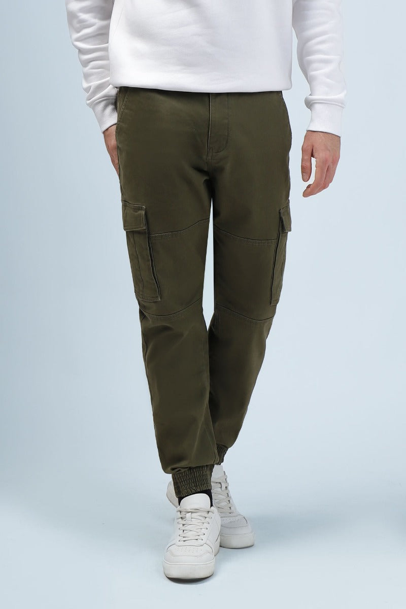 PANTALONI CARGO TASCONI ED ELASTICO AL FONDO VERDE MILITARE