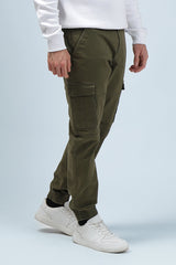 PANTALONI CARGO TASCONI ED ELASTICO AL FONDO VERDE MILITARE