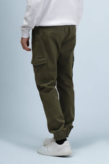 PANTALONI CARGO TASCONI ED ELASTICO AL FONDO VERDE MILITARE