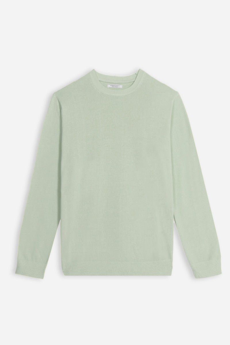 MAGLIA GIROCOLLO STONE WASH VERDE ACQUA