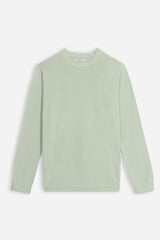 MAGLIA GIROCOLLO STONE WASH VERDE ACQUA