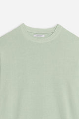 MAGLIA GIROCOLLO STONE WASH VERDE ACQUA