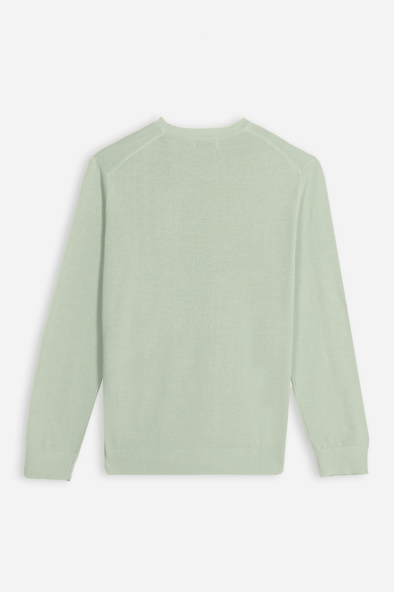 MAGLIA GIROCOLLO STONE WASH VERDE ACQUA