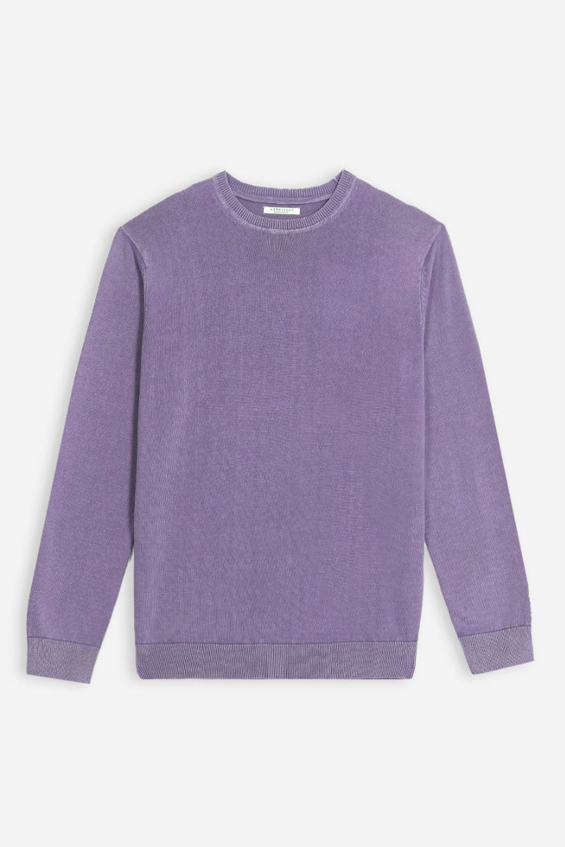 MAGLIA GIROCOLLO STONE WASH VIOLA