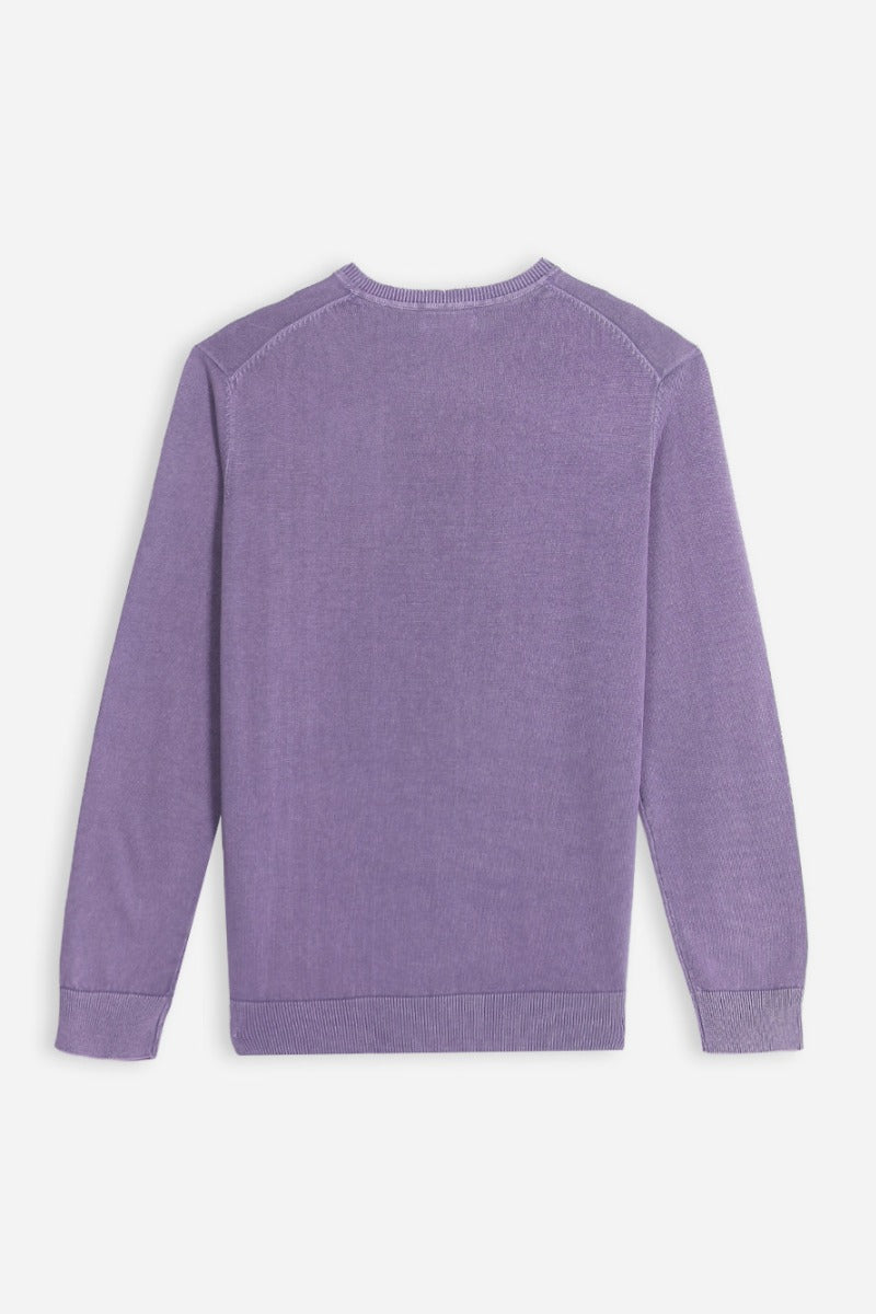 MAGLIA GIROCOLLO STONE WASH VIOLA